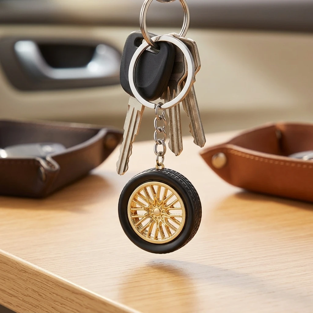 1pc Tire Keychain Soft PVC Rubber for Car Keys Creative Auto Accessories Pendant Gift Durable Lightweight Travel Use