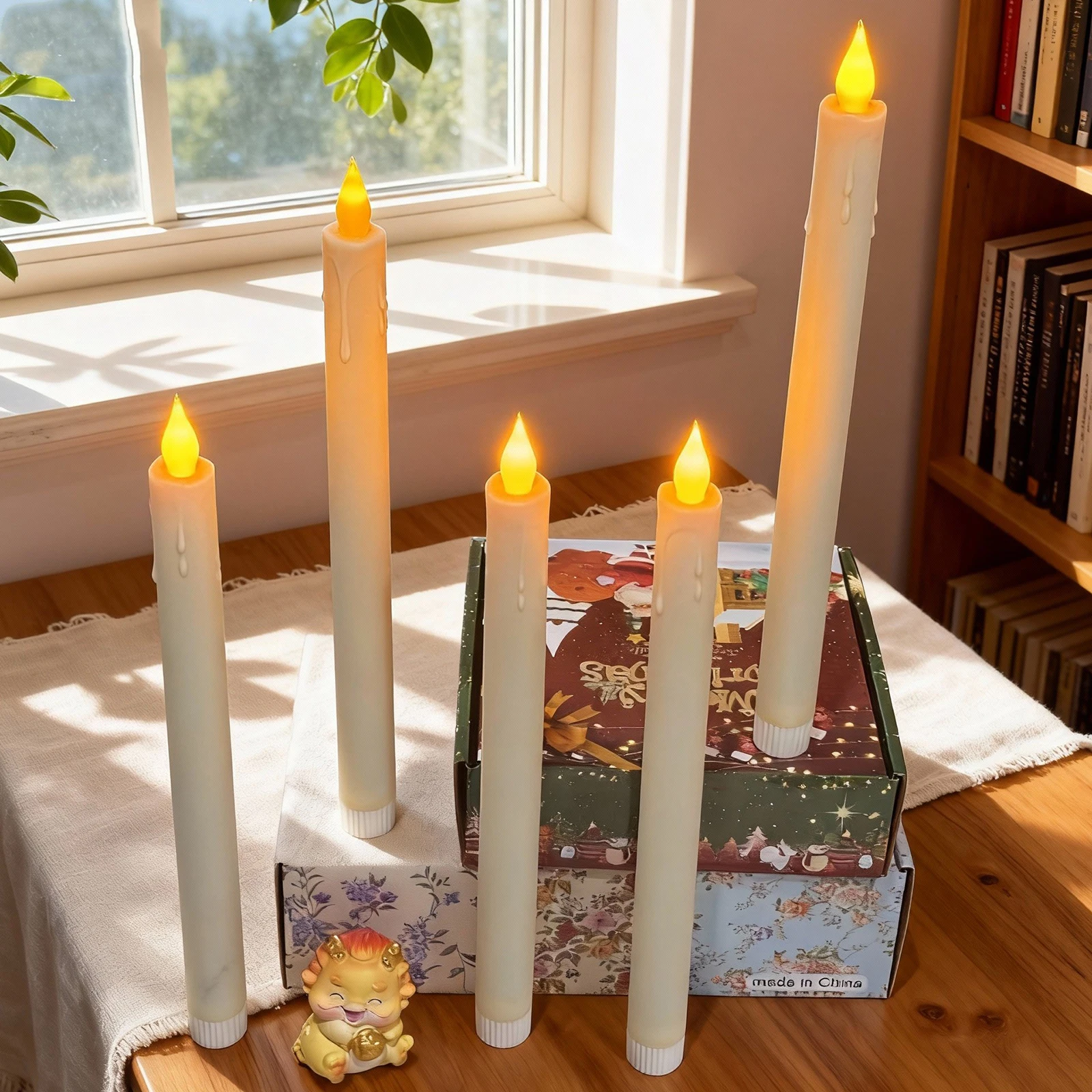 6 Pack Flickering Flameless Taper Candles with Remote and Timer LED Candlesticks Plastic Window Candle Party Indoor Home Decor 3