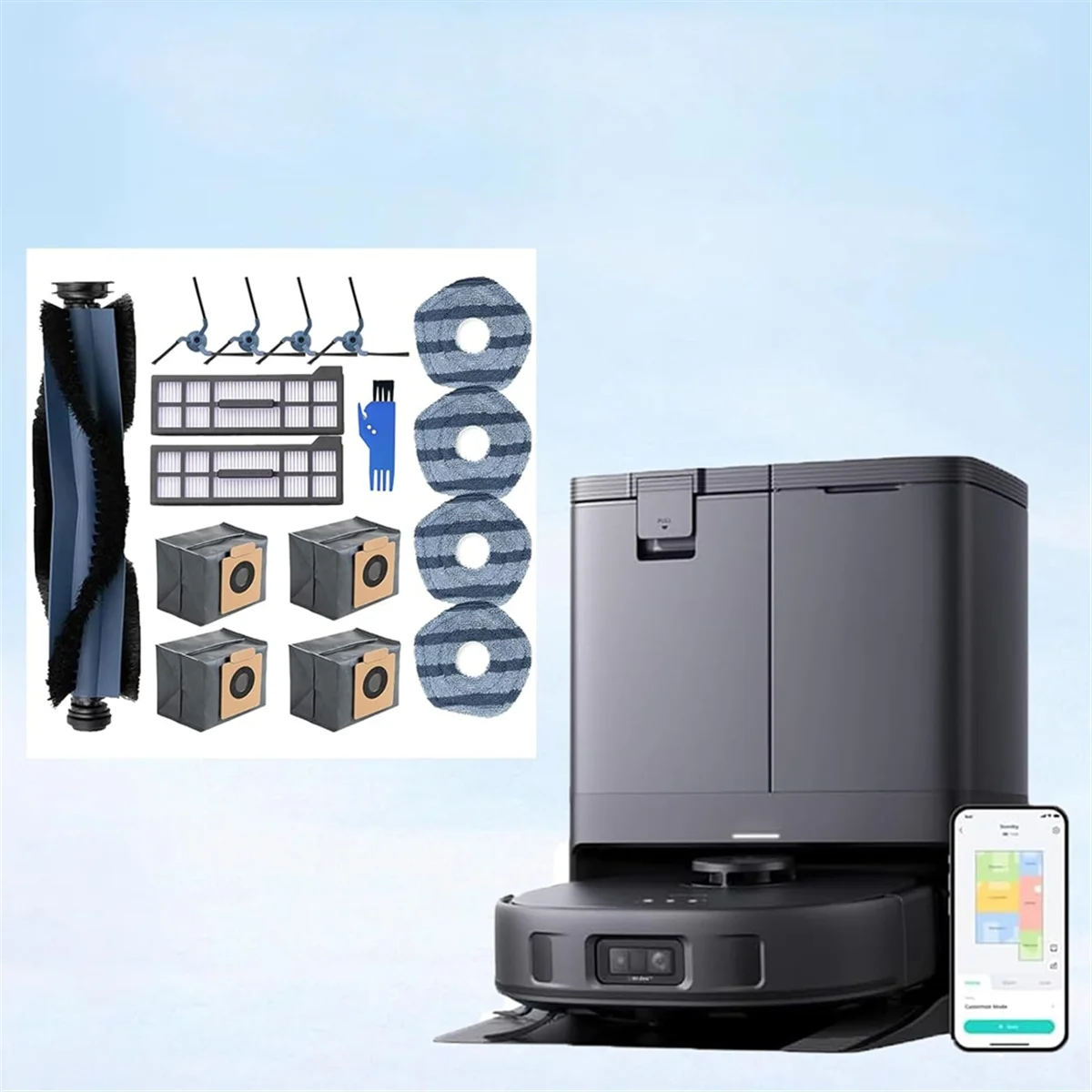 Vacuum Accessories Compatible for X10 Pro Omni Robot Vacuum Main Brush Side Brush Filter Mop Cloth Dust Bag