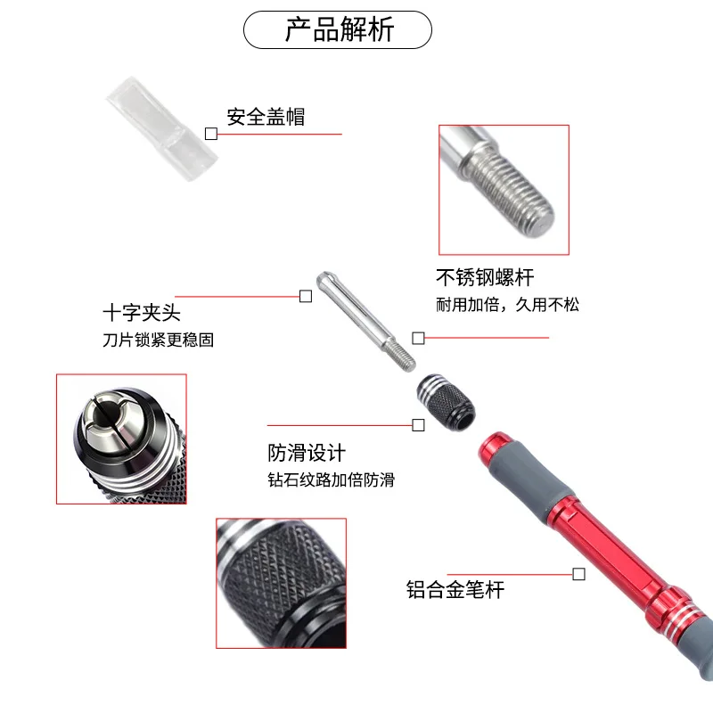 Imagen 3: Cuchillo para grabar modelos, cuchillo de tallado manual de hoja ancha totalmente metálico, cuchillo de corte para herramientas de modelismo Gundam hecho a mano
