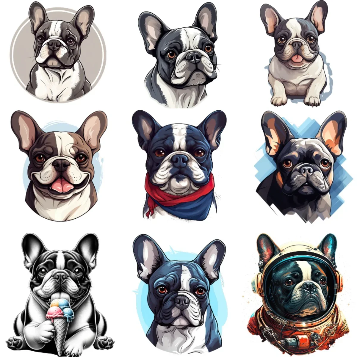 

French Bulldog Cute Pets Creative PVC Car Stickers for Car Bicycle Motorcycle Window Fridge Helmet Wall Decal Customizable Size