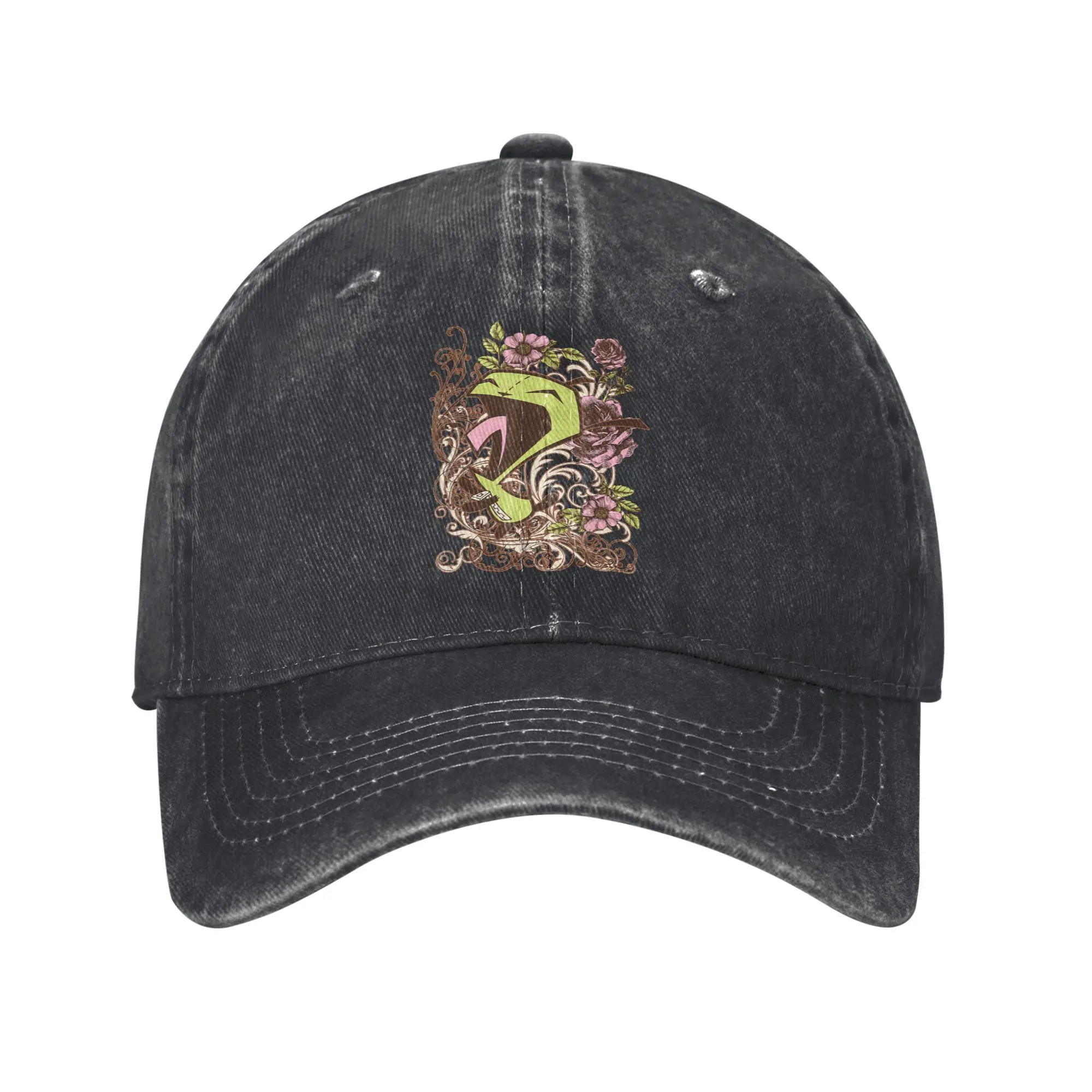 Invaders Zim Gir Screaming Floral Baseball Cap Retro Distressed Denim Washed  Sun Cap Unisex Style Summer Adjustable Caps Hat