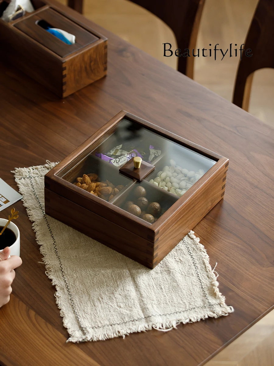 North America Black Walnut Dried Fruit Box Nordic Light Luxury Nuts Storage Box Modern Minimalist Solid Wood Candy Box