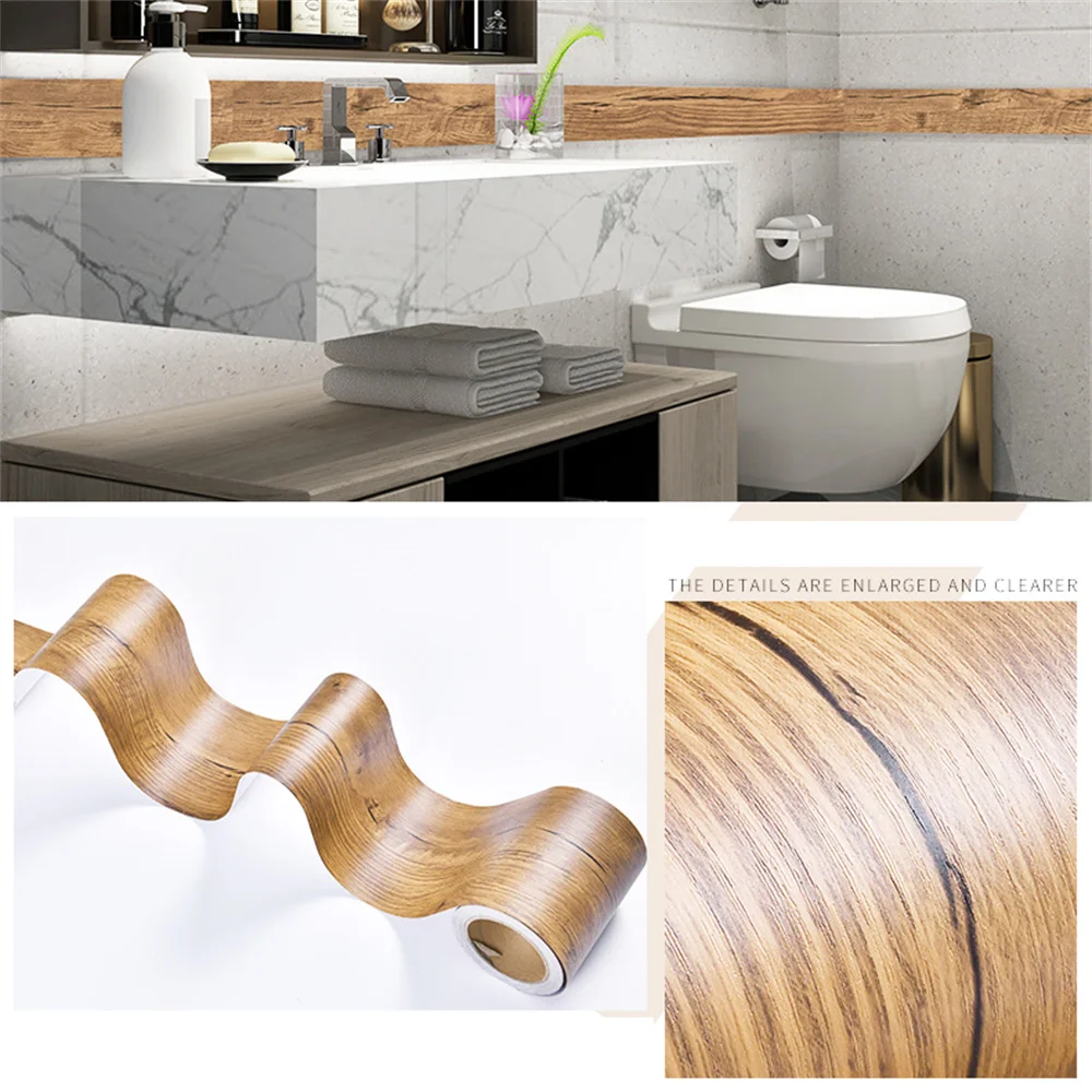 1Roll 5M Realistic Wood Grain Repair Adhensive Duct Tape Floor Furniture Renovation Skirting Line Sticker Home Decoration