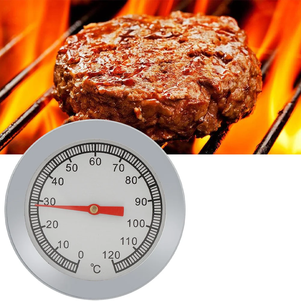 1 termómetro para barbacoa, hecho de acero inoxidable, termómetro para cocinar de 0~120 grados. ℃   Termómetro para Horno de Barbacoa