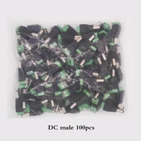 100 Uds conector CC macho 2,1*5,5mm Cable adaptador de enchufe conector fácil para cámara CCTV/tira de luz led 3528/5050