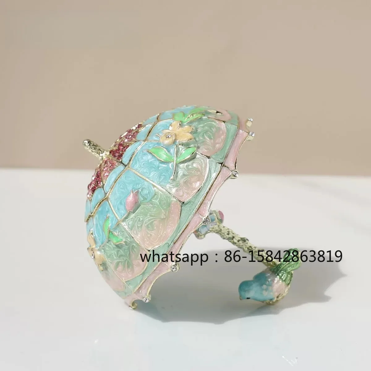 Enamel Ornament Jewelry Storage Box, Small Umbrella Creative Home Stud Earrings Ring Box