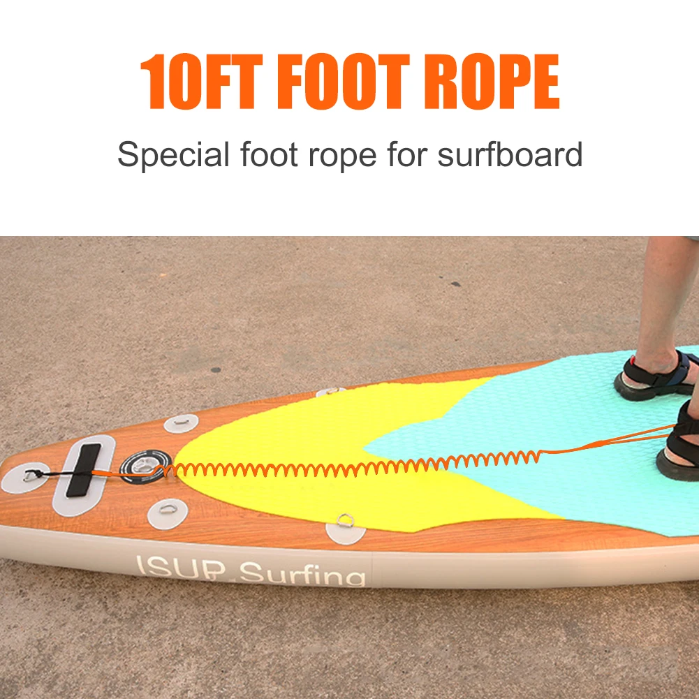 10ft Coiled Leash Kit Paddleboarding Surfing Stand Up Surfboard Leash Leg Rope for Outdoor Watering Playing Supply