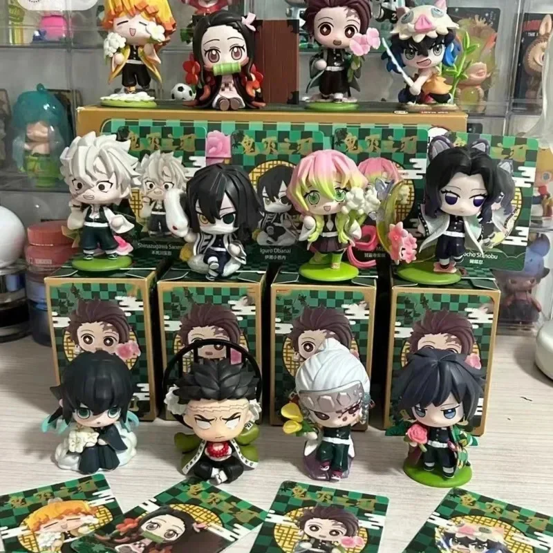 

9 см Demon Slayer Tanjiro Kamado Nezuko аниме мультяшная фигурка слепая коробка креативная статуя модель орнамент для детей подарочная коробка-сюрприз