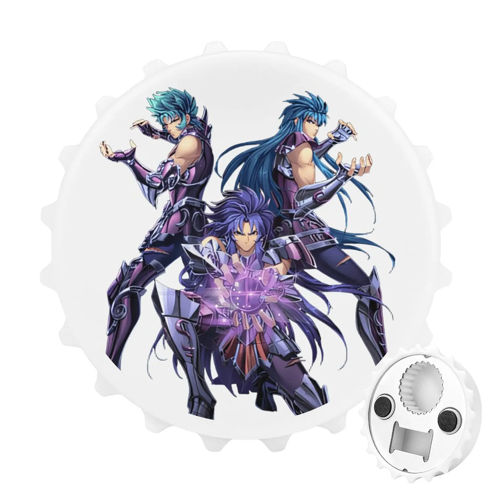 

Refrigerator Magnet Bottle Opener Magnetic Attraction Knights of The Zodiac Gemini Saga Capricorn Shura Aquarius Camus Goods