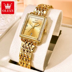 OLEVS 9995 Luxury Diamond Quartz Watch For Women Simple Dial Calendar Original Ladies Wristwatch Waterproof Luminous Dress Watch