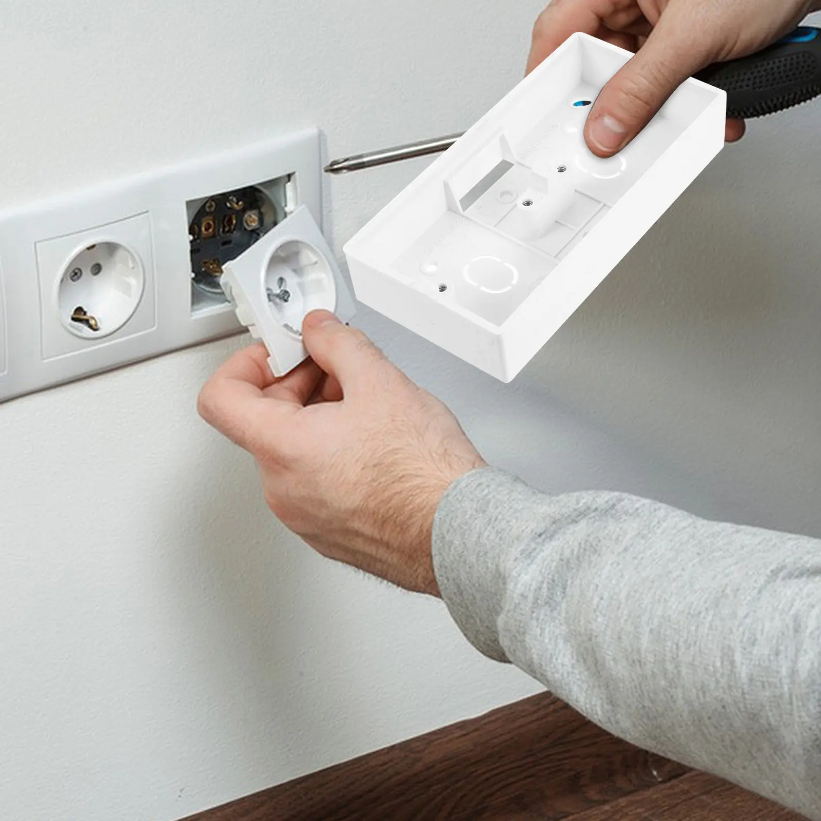 5pcs Surface Mount Electrical Outlet Box PVC Wall Junction Box for Switch Socket Panel Home Use