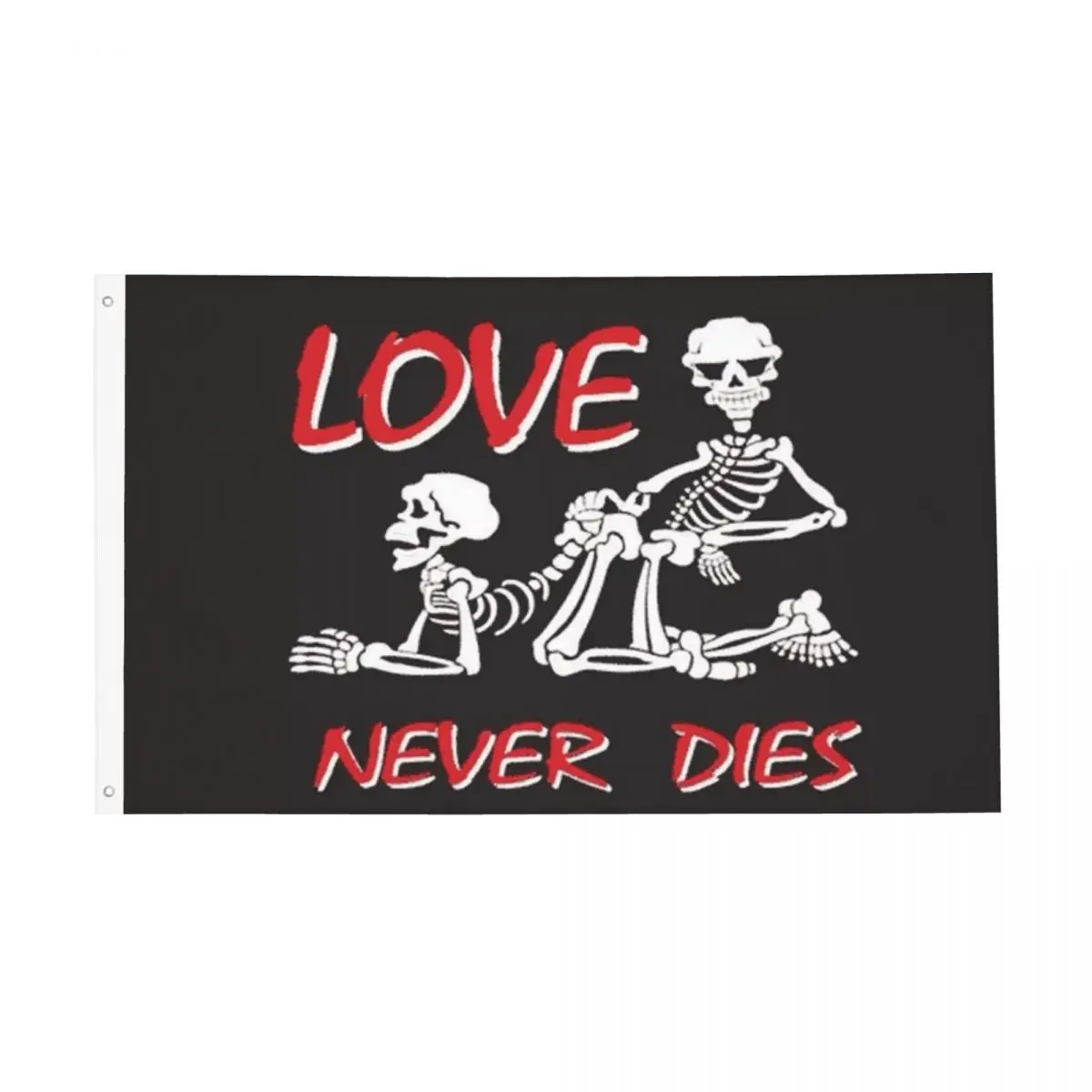 

LOVE NEVER DIES SKELETONS VALENTINES DAY VALENTINE Flag Decor 3x5FT Vintage Easy To Hang Vibrant Colors Drapey Bright