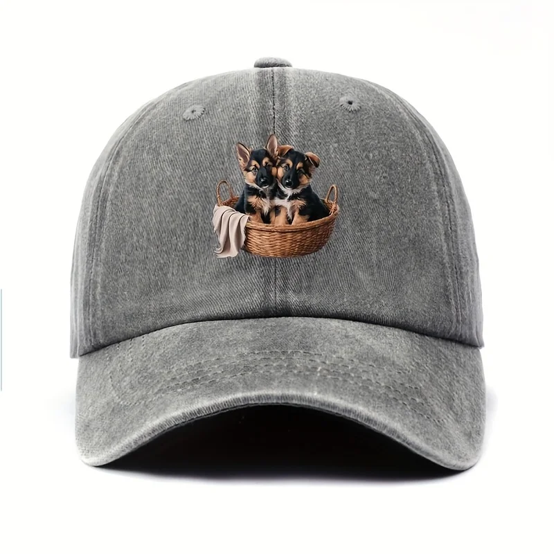 German Shepherd Puppy Print Women's Baseball Cap, Adjustable Outdoor Casual Sports Baseball Cap, the Best Choice for Thanksgivin