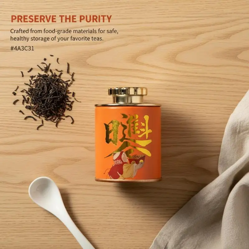 Household Tea Tin Can 1pc Chinese Style Retro Airtight Sealed Jar Portable Metal Box for Tea Storage Solution