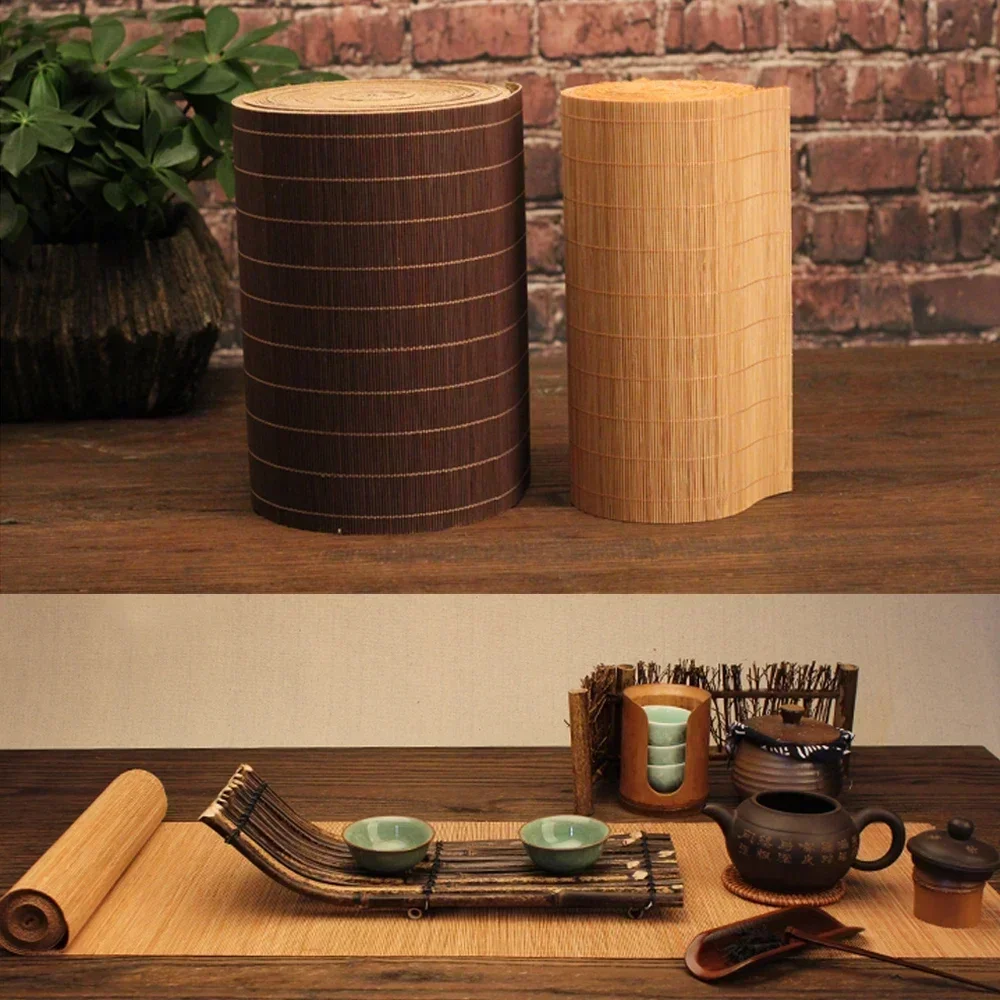 Completed Size Natural Bamboo Tea Table in Coffee Brown/ natural bamboo color Kitchen Mat Retro Home Decoration original Curtain