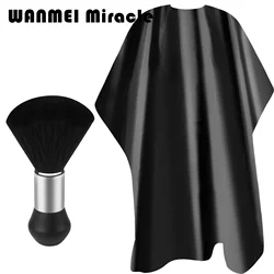 Professional Salon-Grade Black Haircut Cape with Neck Duster Brush Waterproof Anti-static Durable Men's Barber Accessories