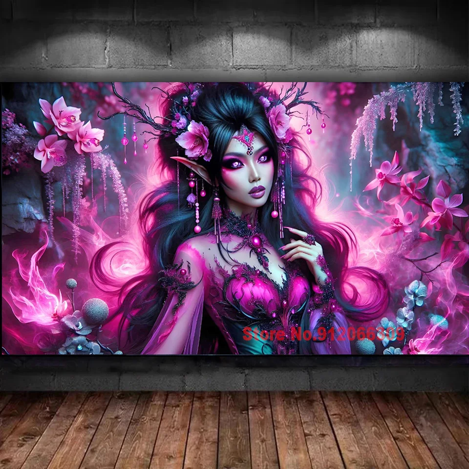 Stunning Fantasy Goddess Diy Diamond Painting Kit Psychedelic Woman Flower Craft Full Round Diamond Mosaic art Home Decor Gift