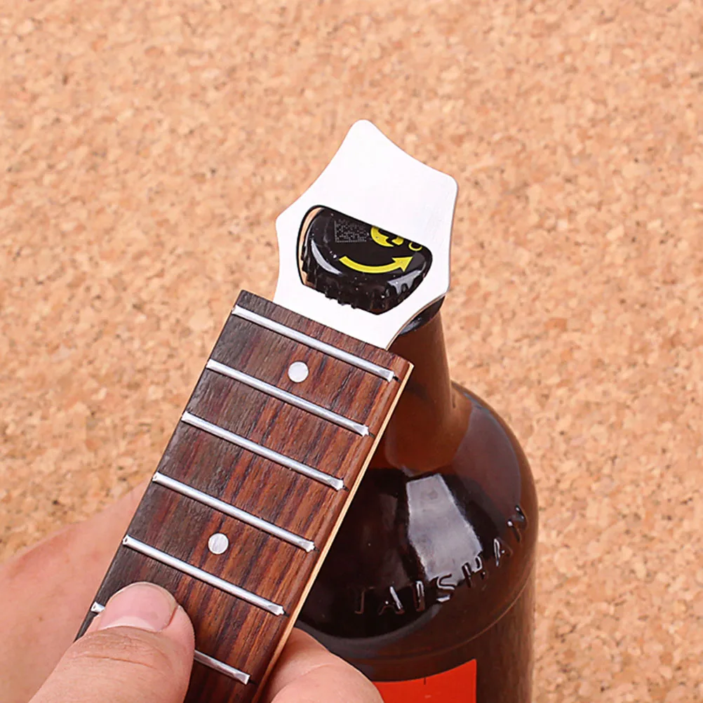 

Guitar Shaped Bottle Opener Creative Beer Opener for Guitar Lightweight Portable Bamboo Stainless Steel Kitchen