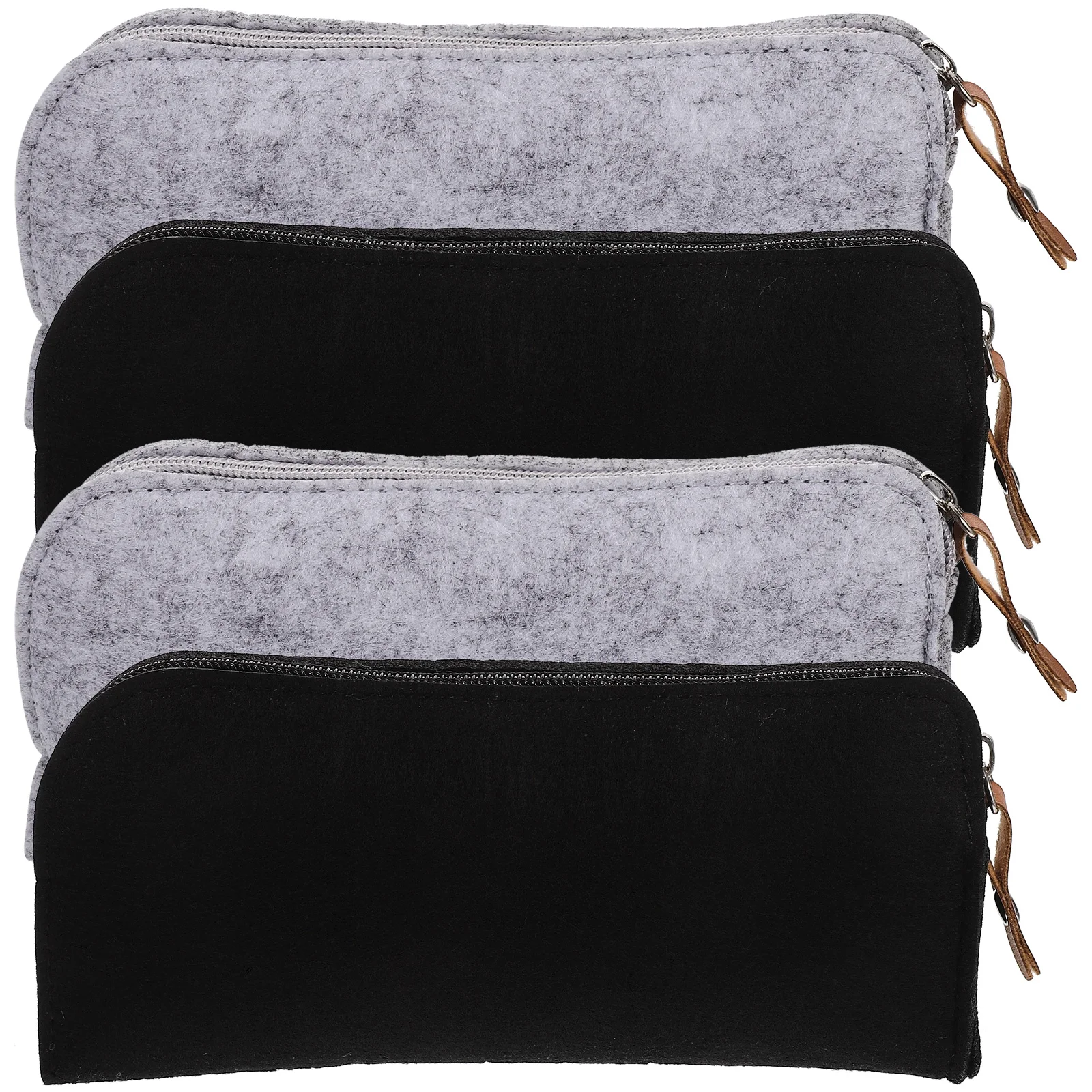 

4 Pcs Pencil Case Travel Use Felt Bag Stationery Toiletries Safe Storage Space Large Big Capacity Zipper Organizer Pouch School