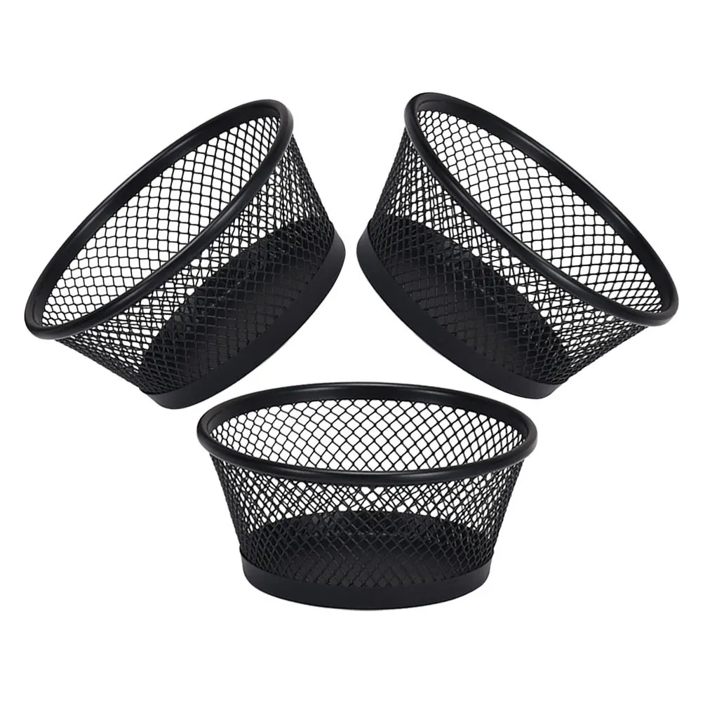 

3Pcs Mesh Paperclip Holder Iron Storage Container Desktop Organizer for Small Office Supplies Binder Clips Stationery