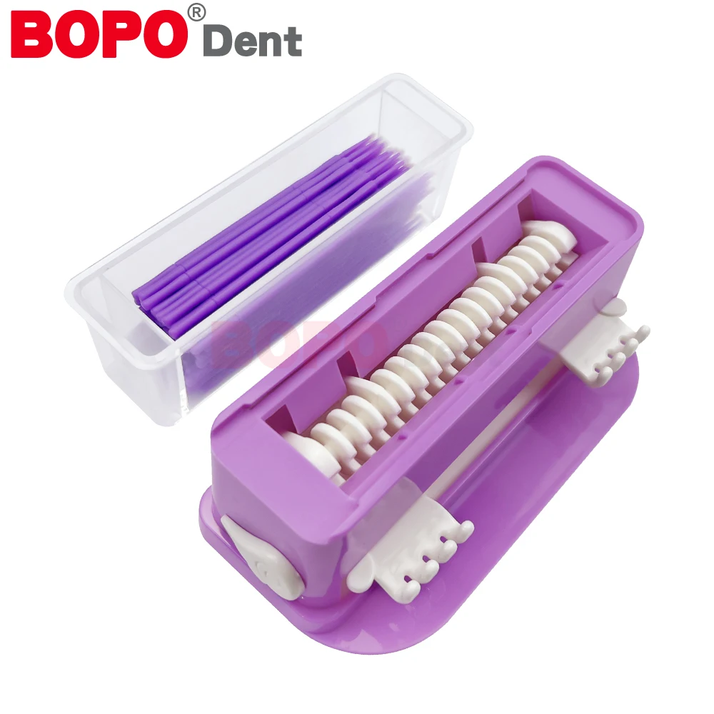 Soporte dispensador de microaplicador Dental con 100 Uds., palo de cepillo desechable, contenedor de punta de algodón, caja de almacenamiento de herramientas de dentista