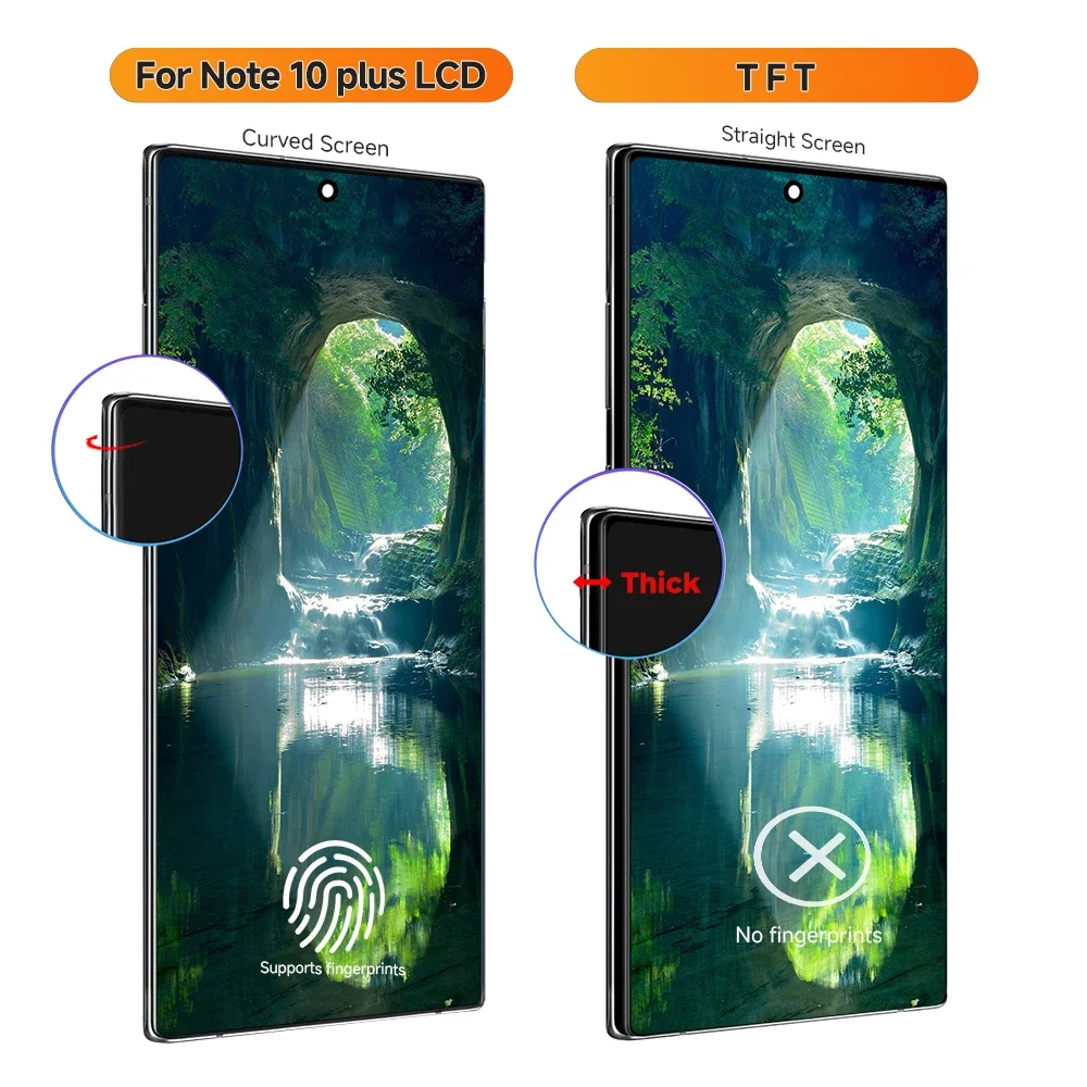 Screen for Samsung Galaxy Note10+ N975F N976F Lcd Display Digital Touch Screen with Frame for Samsung Galaxy Note 10 Plus 5G