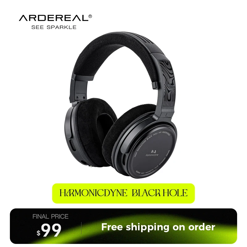 

HarmonicDyne Black Hole Ergonomic 50mm Dynamic Driver Headphones Semi-open with Oxygen-Free Copper Cable for Audiophiles