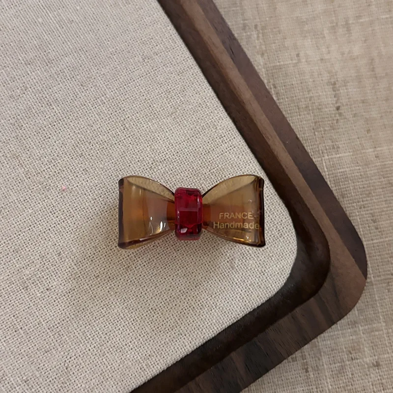 Exquisite and Transparent Gold Label Acetic Acid Bow Hair Clip with Side bangs Minimalist New Girl Hair Clip Front Clip