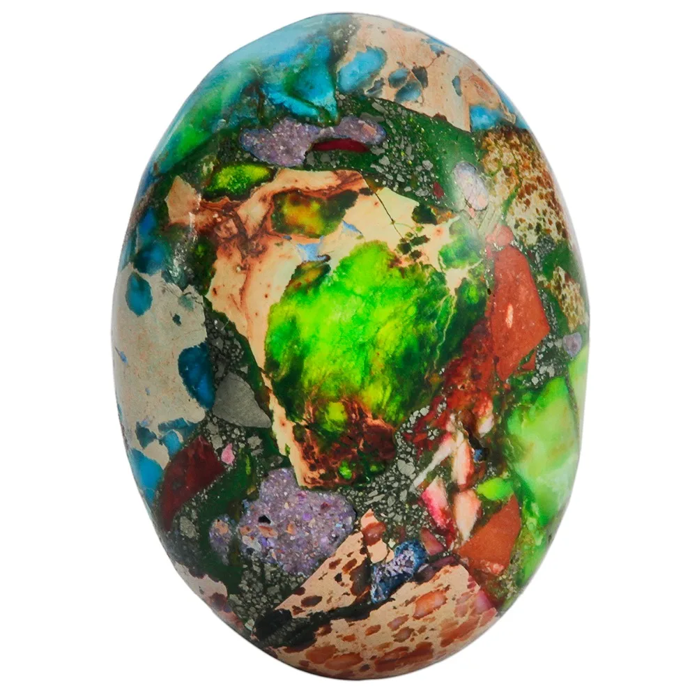TUMBEELLUWA 1Lot (5Pc) Colorful Sea Sediment Jasper Oval Stone Cabochons Flatback Semi-precious CAB for Jewelry Making,18x25mm