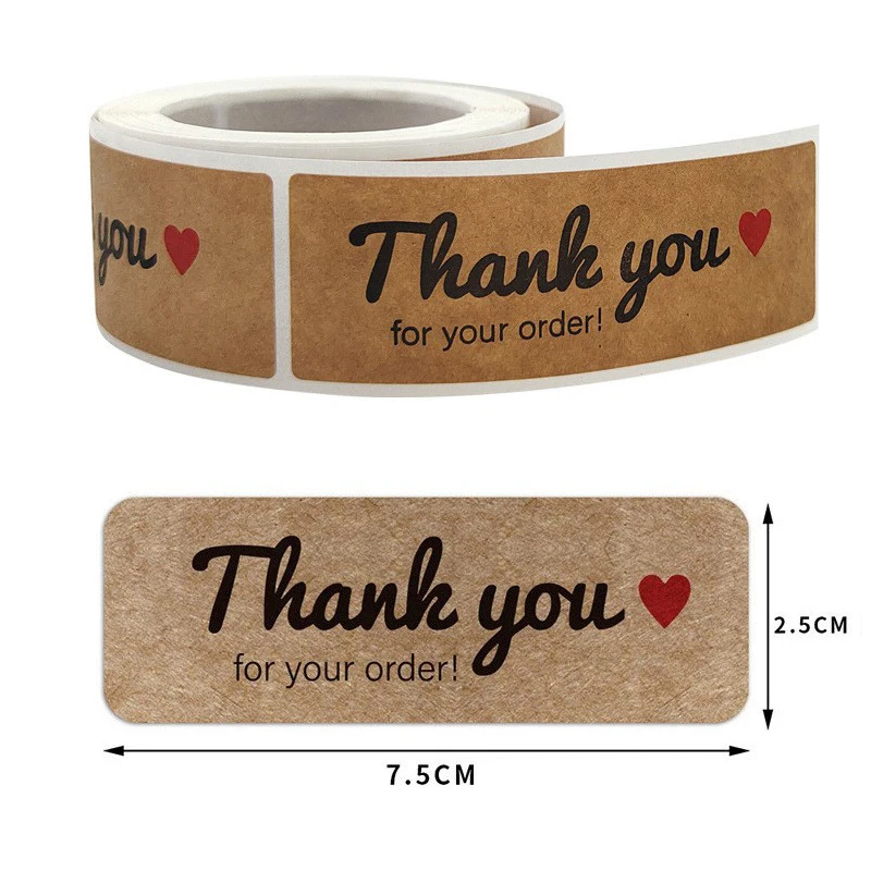 120Pcs/Roll Thank You for Your Order Party Stickers Labels Envelope Sealing Kraft Paper Stationery Stickers Wedding Decoration