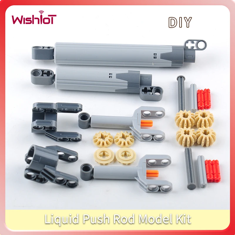 22PCS MOC Push Rod Set Technical Parts Gears Large Putter Linear Actuator Holder Axle and Pin Connectors Compatible Bricks