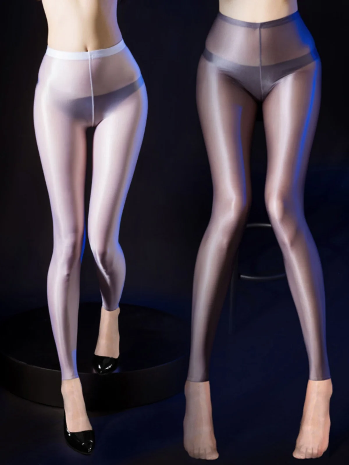 

Semi-Transparent Yoga Pants iny Smooth Elastic Nine-Piece Base Layer Pants Sexy Outerwear Gym Pants Thin Winter Season