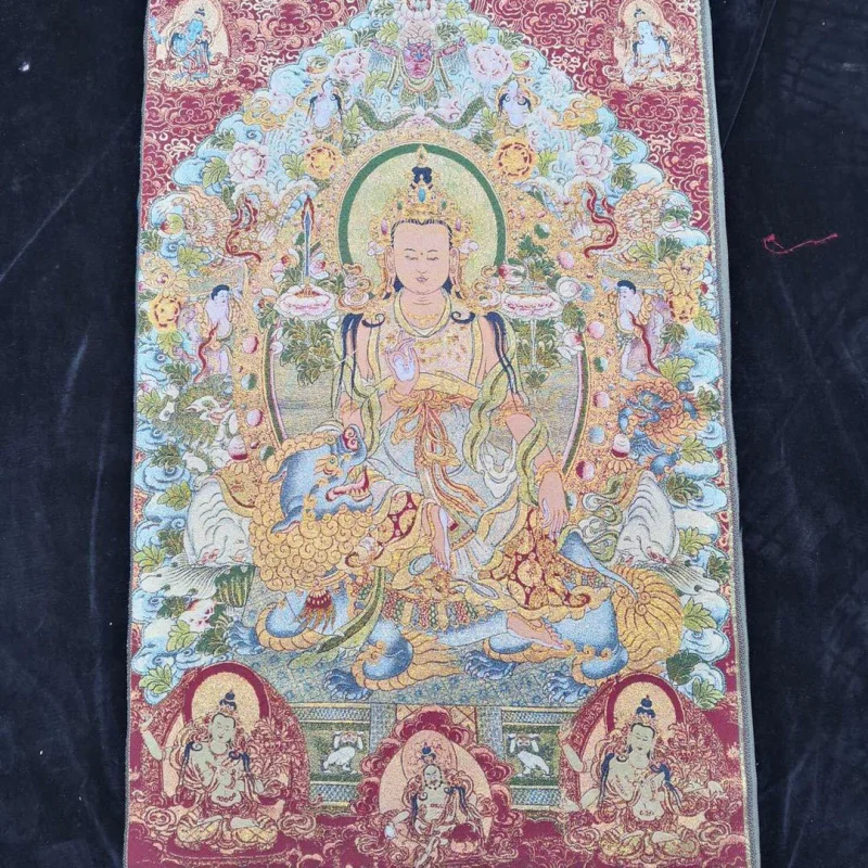 Wholesale Vintage Brocade Thangka Embroidered Painting Tibet Gold Calligraphy and Painting Brocade One Piece Dropshipping