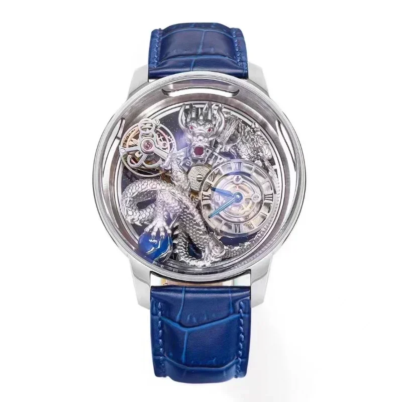 Relógio JACOB Tourbillon mecânico, cristal Material, impermeável Celestial Dragon, Men's Limited Edition Watch, mais recente, 2024