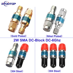 1Pcs 2W 6G DC-Block SMA Male to SMA Female DC-6GHz 50ohm RF Coaxial Block SWR≤1.2 DC blocker Nickel/Gold plated