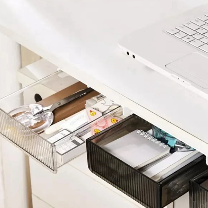 ภายใต้ Desktop Organizer เล็บฟรี Self-Stick ถาดดินสอห้องครัว/สํานักงาน/ห้องนั่งเล่น/ห้องรับประทานอาหารโต๊ะเก็บ