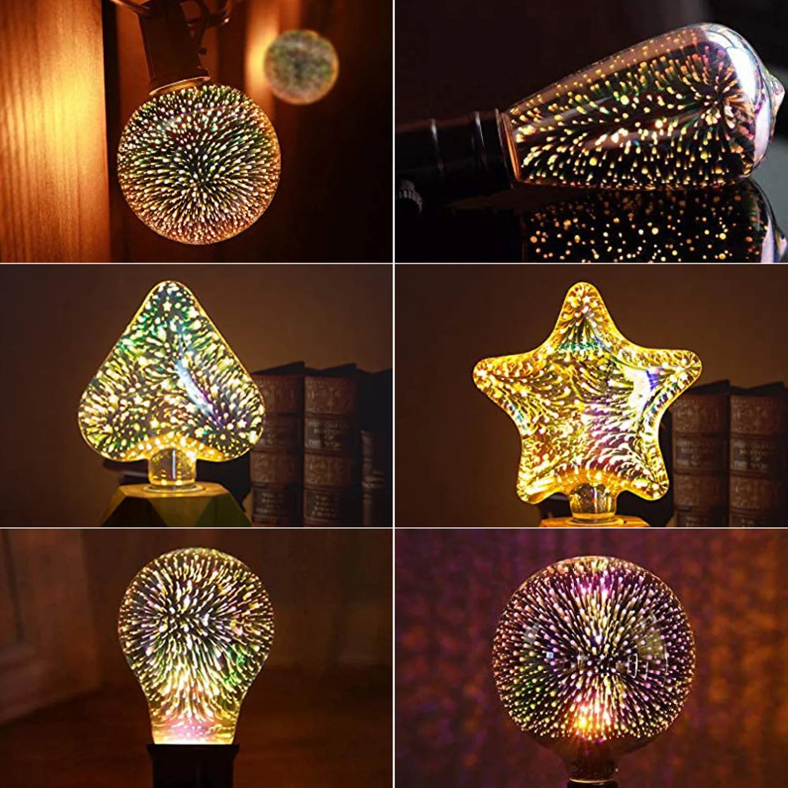 3D Colorful Decoration LED Bulb E27 Retro Lamp Vintage Edison LED Light Bulb Star Christmas Night Light HolidayNovelty Lighting