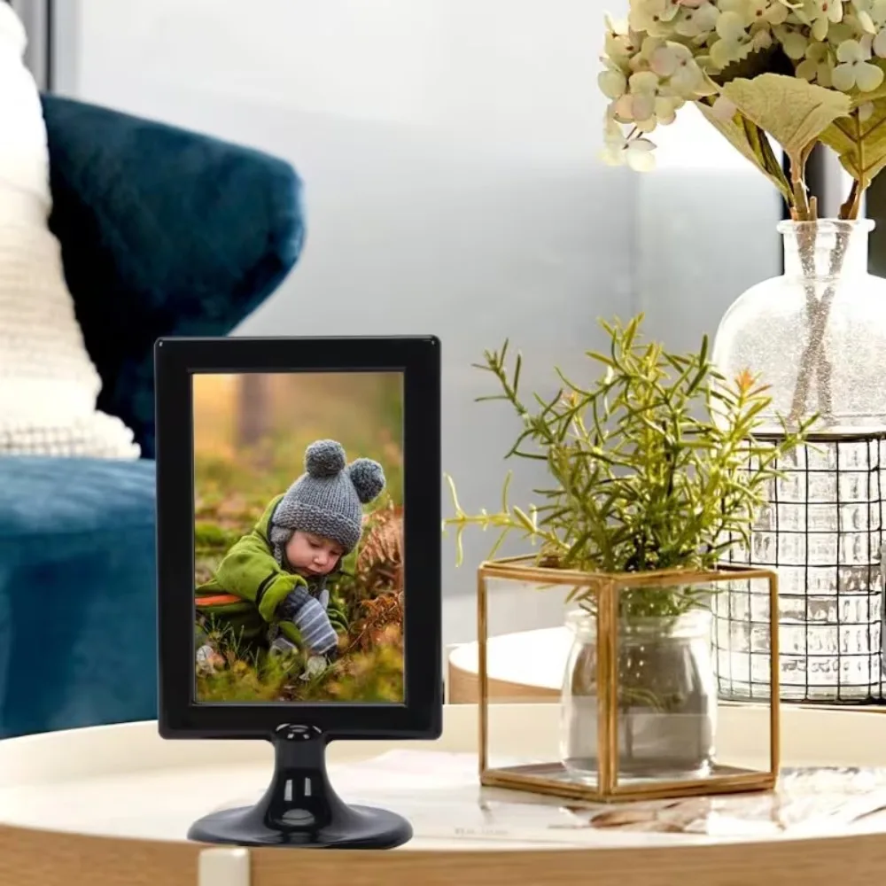 5pcs Double-Sided Vertical Photo Frames, 2.9X4 Inch Plastic Frames with Slot And Base, Black Tabletop Display Frames