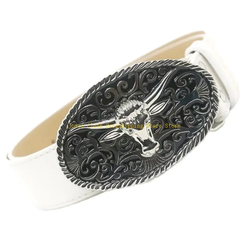 

Simple Waist Belt with Metal Buckle Harajuku PU Waist Belt for Women Coat Dress Adjust Length Western Waist Belt 10CD