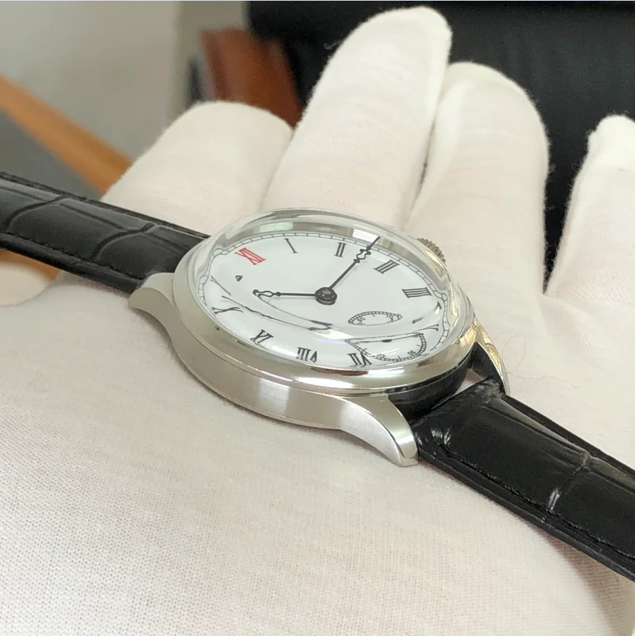 41mm ST3621 Watch 316L Stainless Steel Cese Geervo White Enamel Dial CN6498  Movement  Spherical Crystal Mechanical Pilot Watch