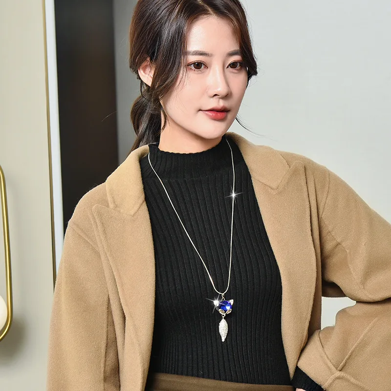 Fox sweater chain, long autumn and winter style, versatile, necklace and accessory