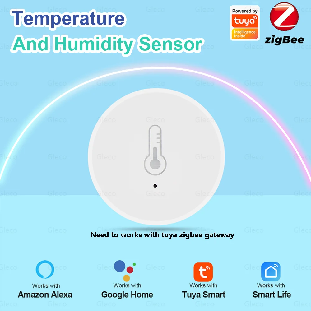 Tuya ZigBee Temperature And Humidity Sensor Indoor Humiture Detector Battery Powered Works With Alexa Google Home Smart Life App