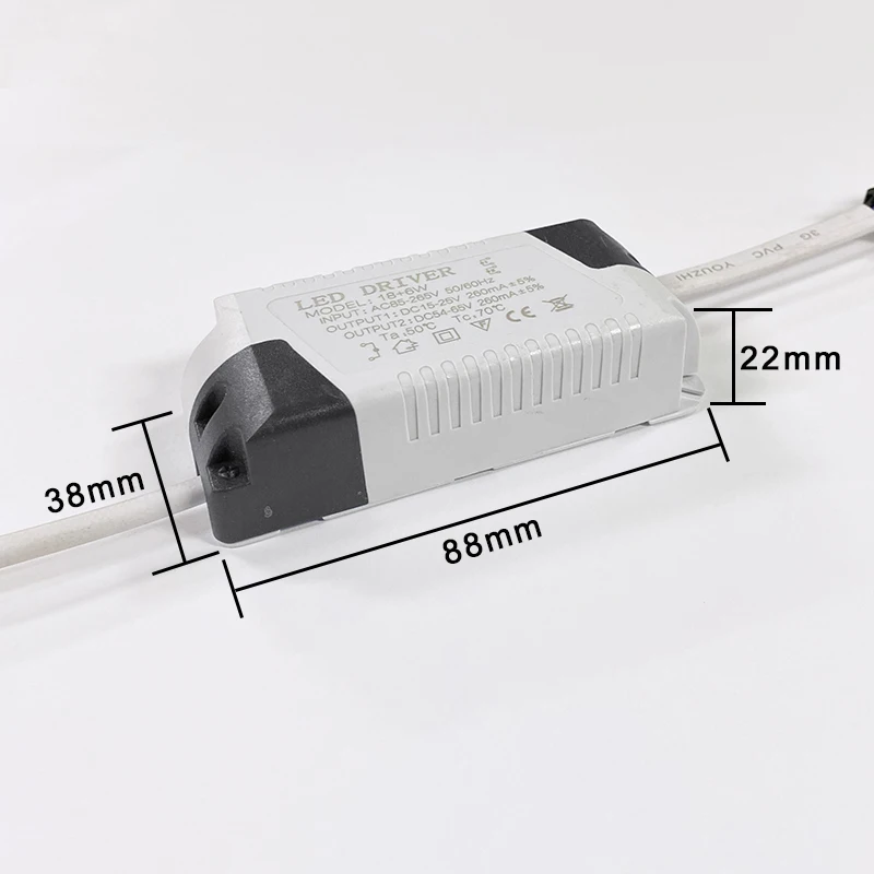 LED Driver 12+4W,18+6W Transfermer for Double Color Ceiling Lights Two Output:DC12-21V,36-62V 300mA 4pin Connetor AC110V-265V