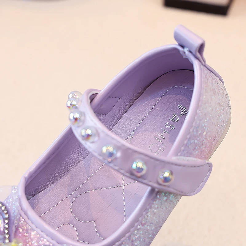 Mädchen Mary Jane Prinzessinnen-Flats, Kleinkind Glitzer-Farbverlauf-Kleiderschuhe mit Strass-Schmetterling, Funkelnde Party-Hochzeitsschuhe für Mädchen – Detail 6