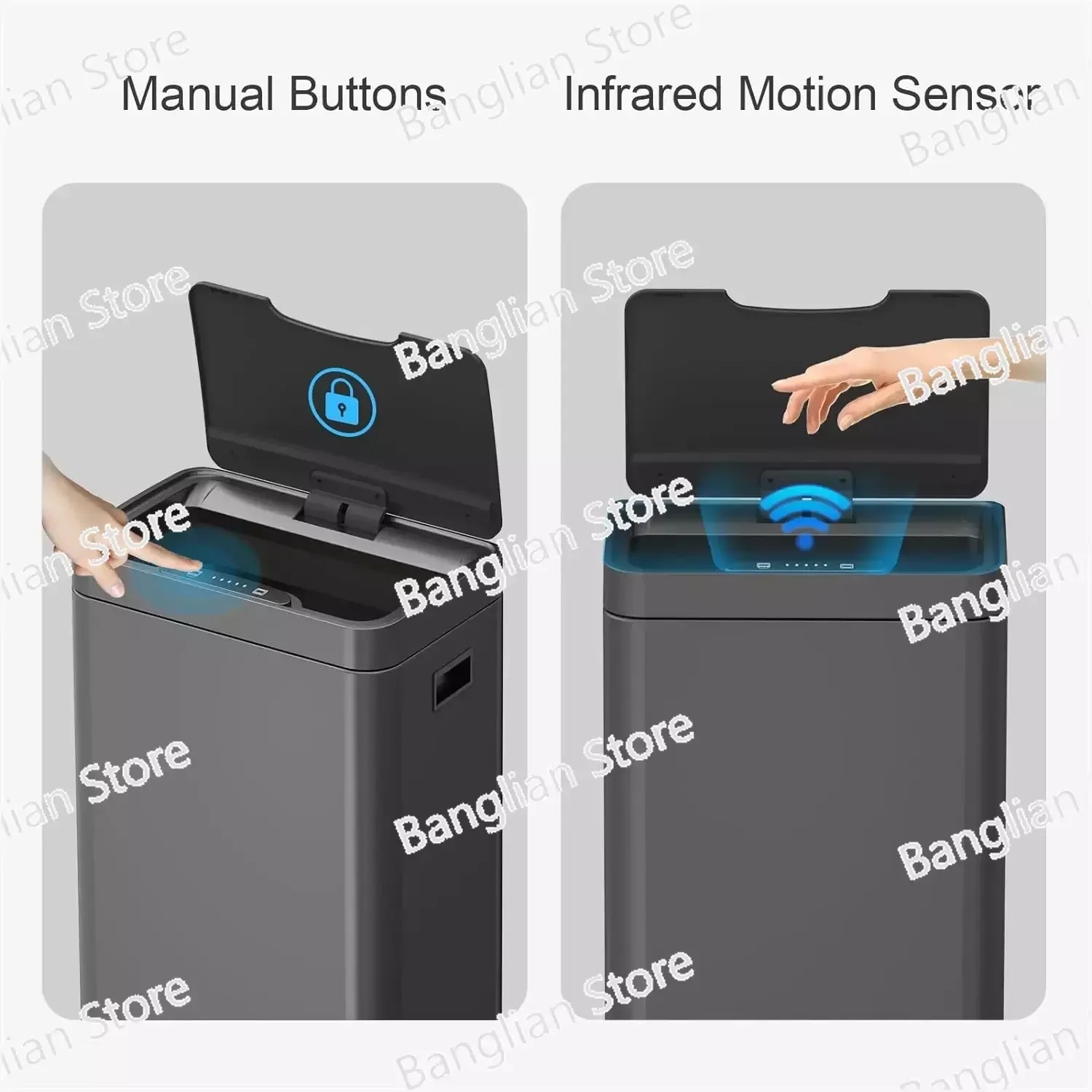 Automatic Can Non-contact Trash Can Motion Sensor, Can Stainless Steel Intelligent