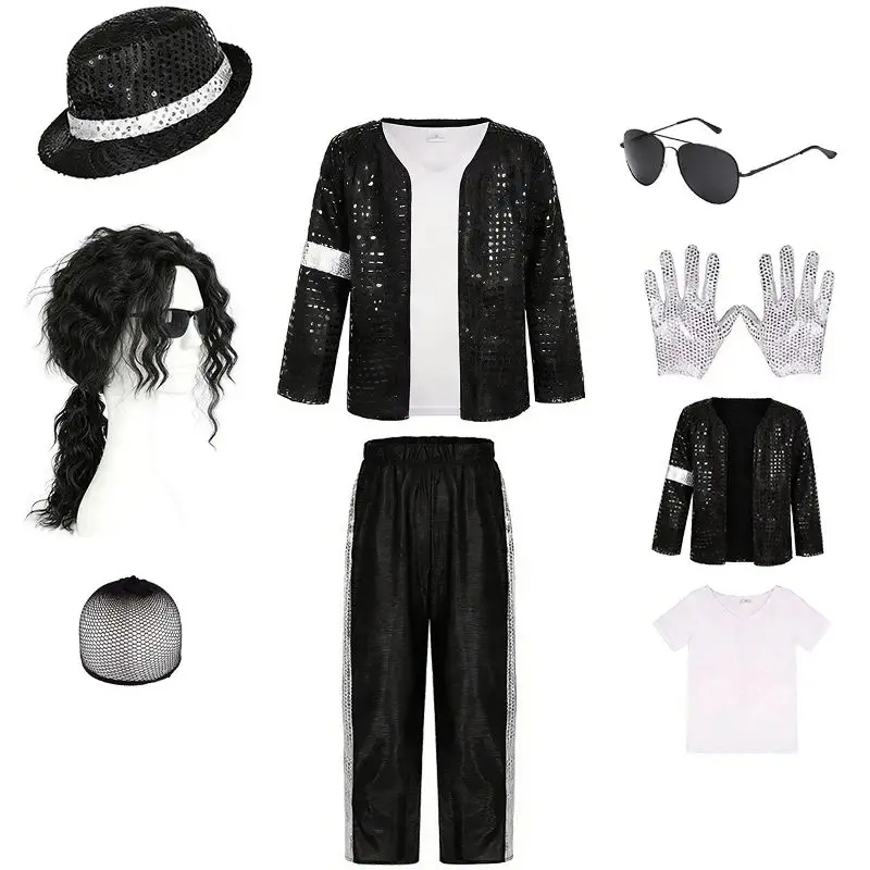 

Michael Jackson Cosplay Costume Halloween Cosplay Birthday Party Dance Performance Costume Pop Star Boys Girls Outfits