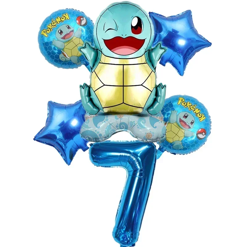 6 Stück Aluminiumfolienballons mit Cartoon-Pokemon-Pikachu-Motiv – ideal für Charmander Squirtle Bulbasaur-Geburtstagsparty-Zubehör!