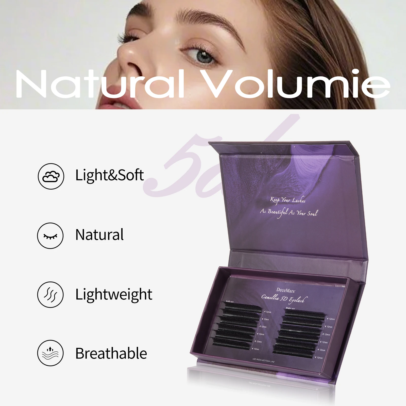DeceMars Camellia 5D Eyelash Extensions Flying Eyelash for Makeup