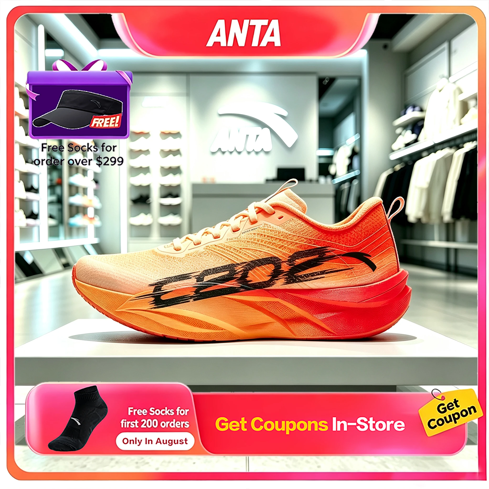 ANTA 6ST PB Women's professional full-length carbon plate marathon racing running shoes, lightweight sneakers